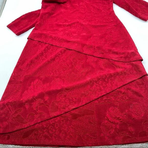 Connected Apparel LS Asymmetric Tiered Dress Size 10 - Picture 10 of 16